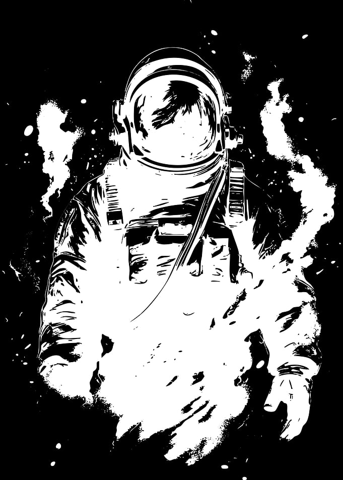 High Contrast Astronaut Silhouette Illustration