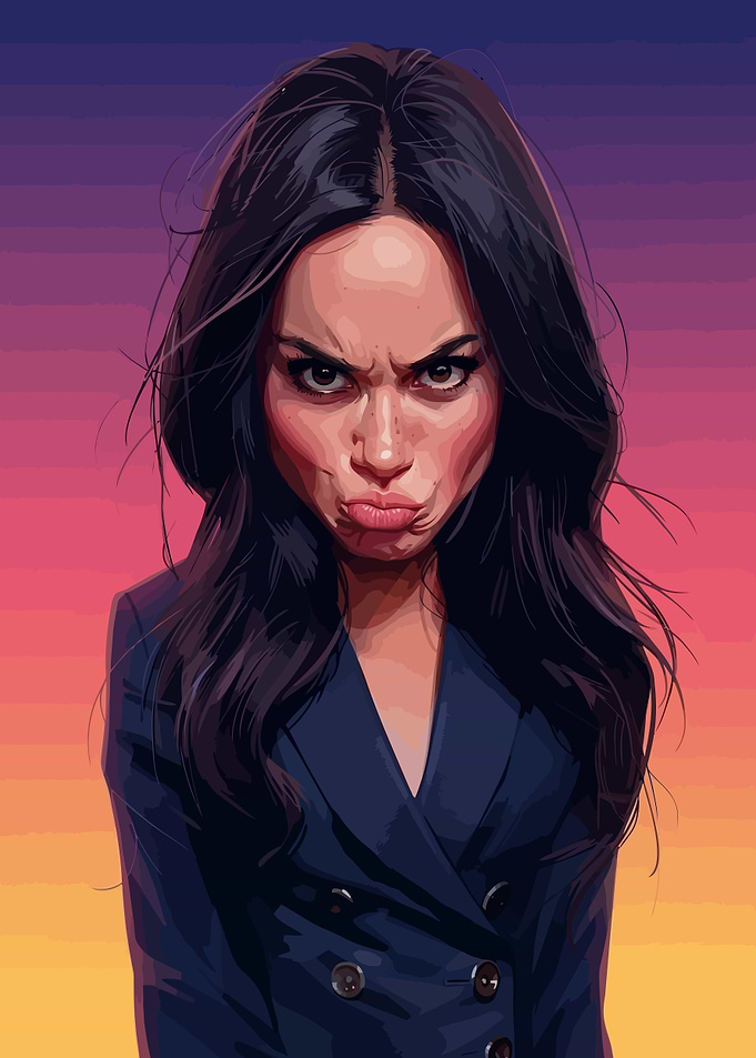 Caricature of a Grumpy Woman