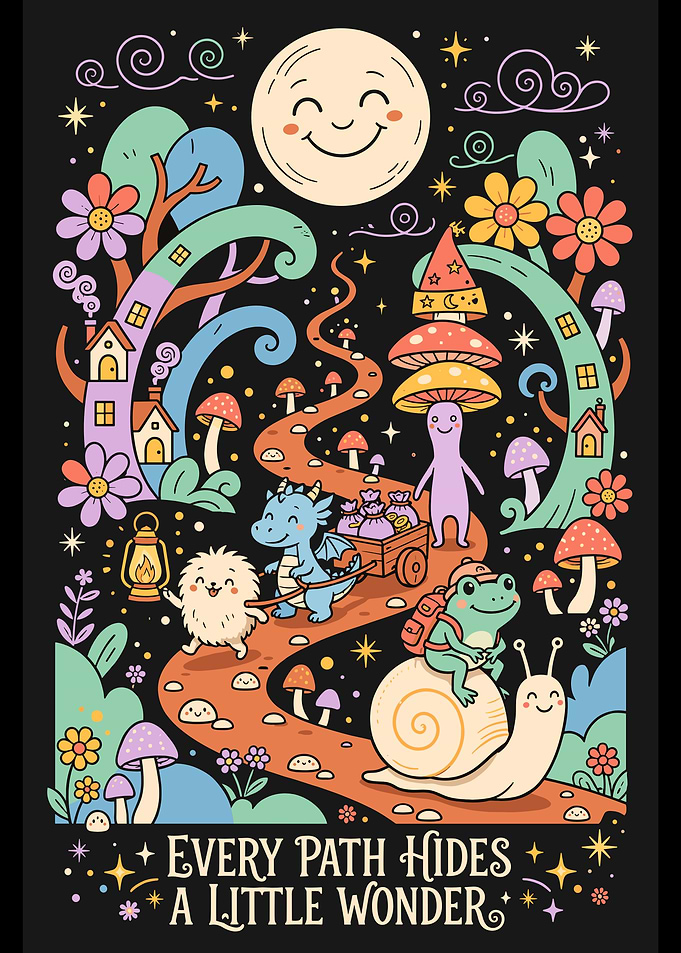 Cute Fantasy Forest Adventure Illustration