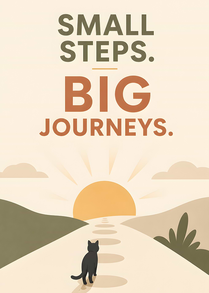 Small Steps Big Journeys Cat Poster