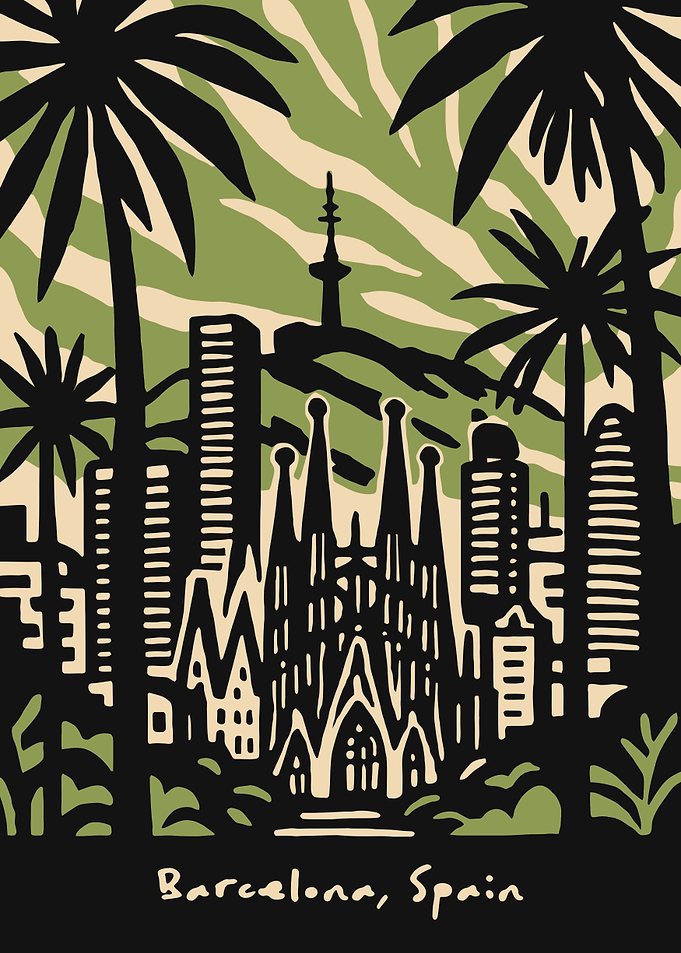 Barcelona Spain Travel Poster Art