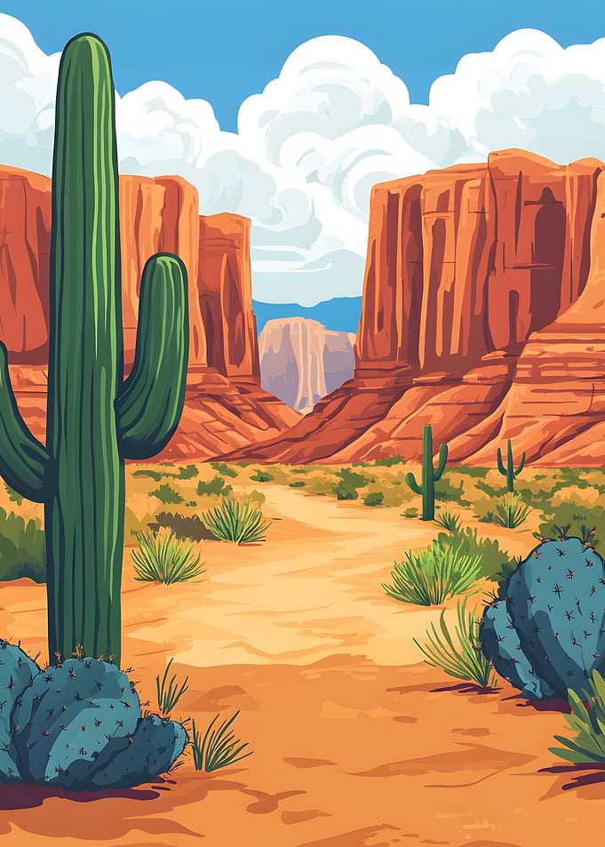 Desert Landscape with Saguaro Cactus