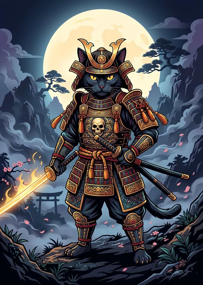 Black Cat Samurai Warrior