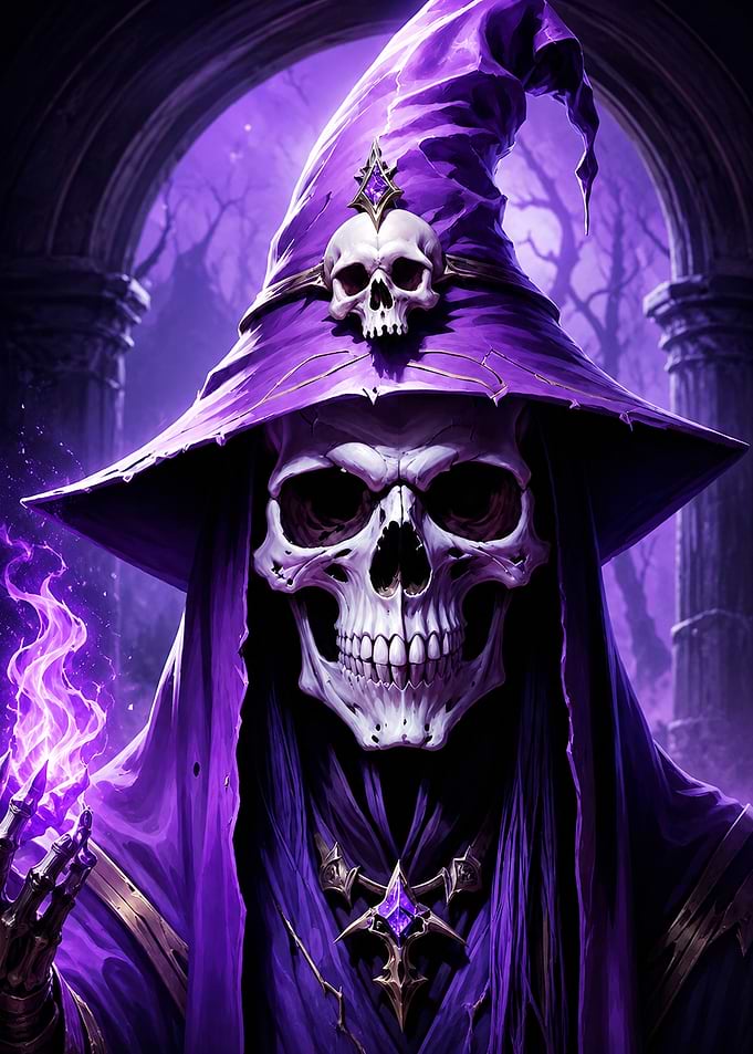 Purple Necromancer Skeleton Wizard