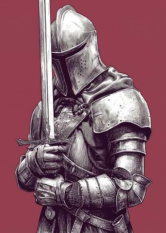 Knight in Shining Armor with Sword