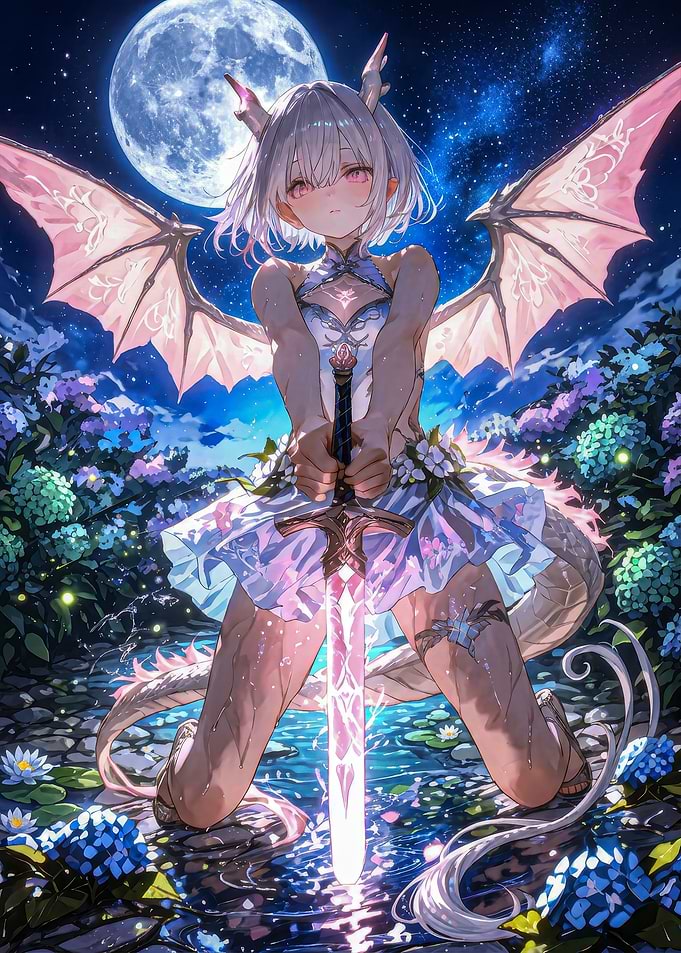 Dragon Girl with Glowing Sword