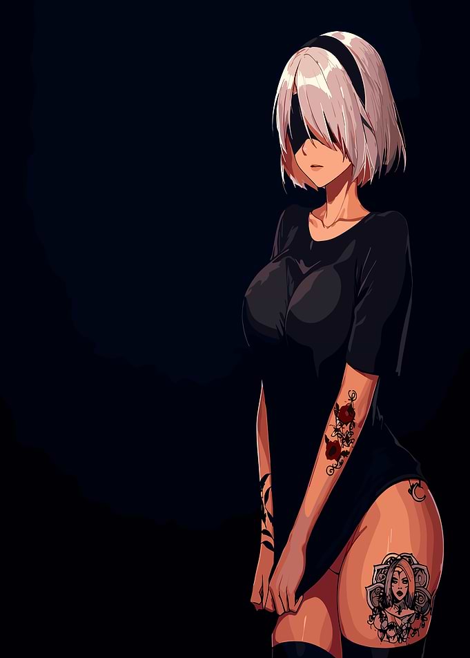 2B Nier Automata Tattooed Fan Art