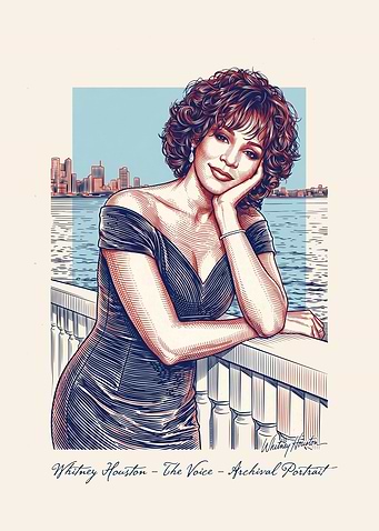 Whitney Houston Archival Portrait Illustration