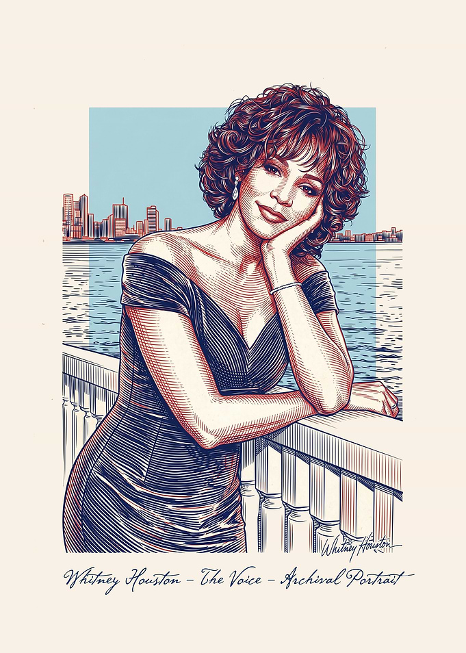 Whitney Houston Archival Portrait Illustration