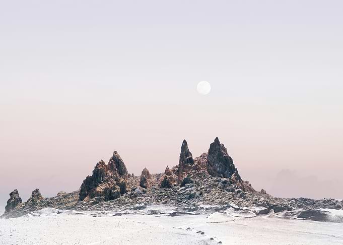 Minimalist Rocky Landscape at Twilight