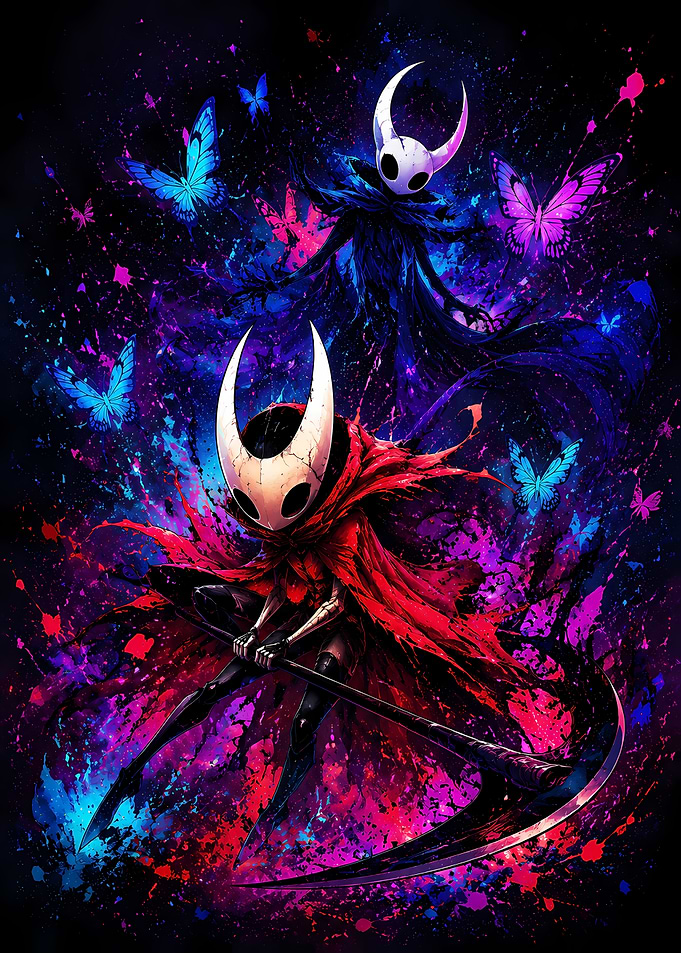 Hollow Knight Hornet and Ghost Art