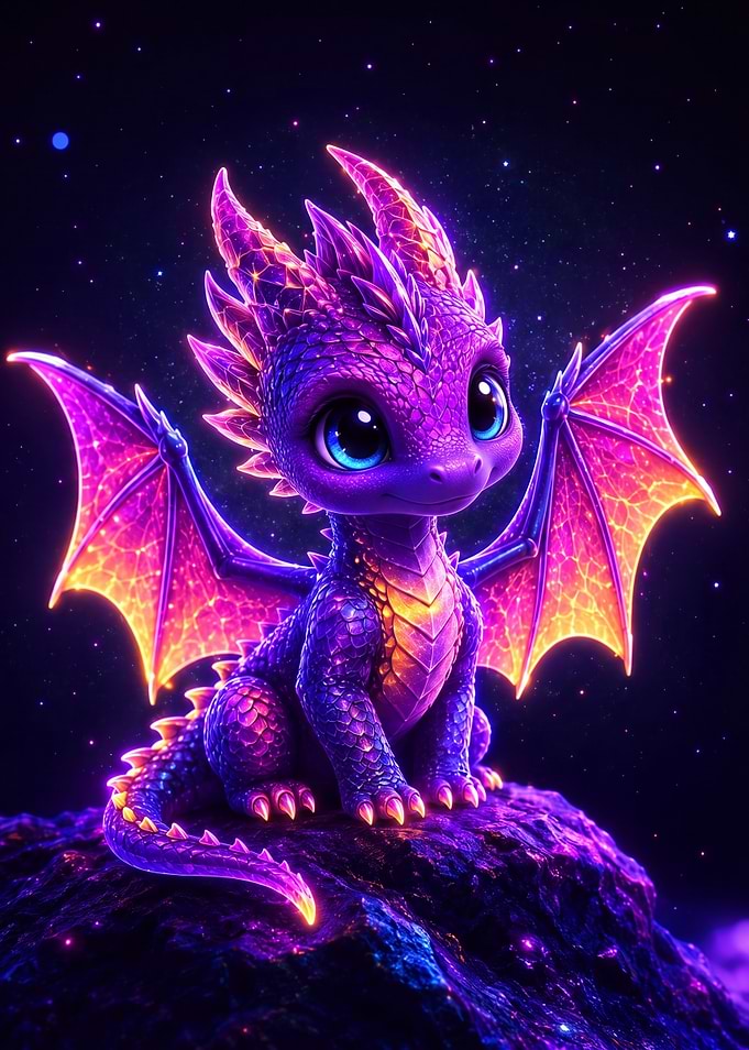 Glowing Neon Baby Dragon