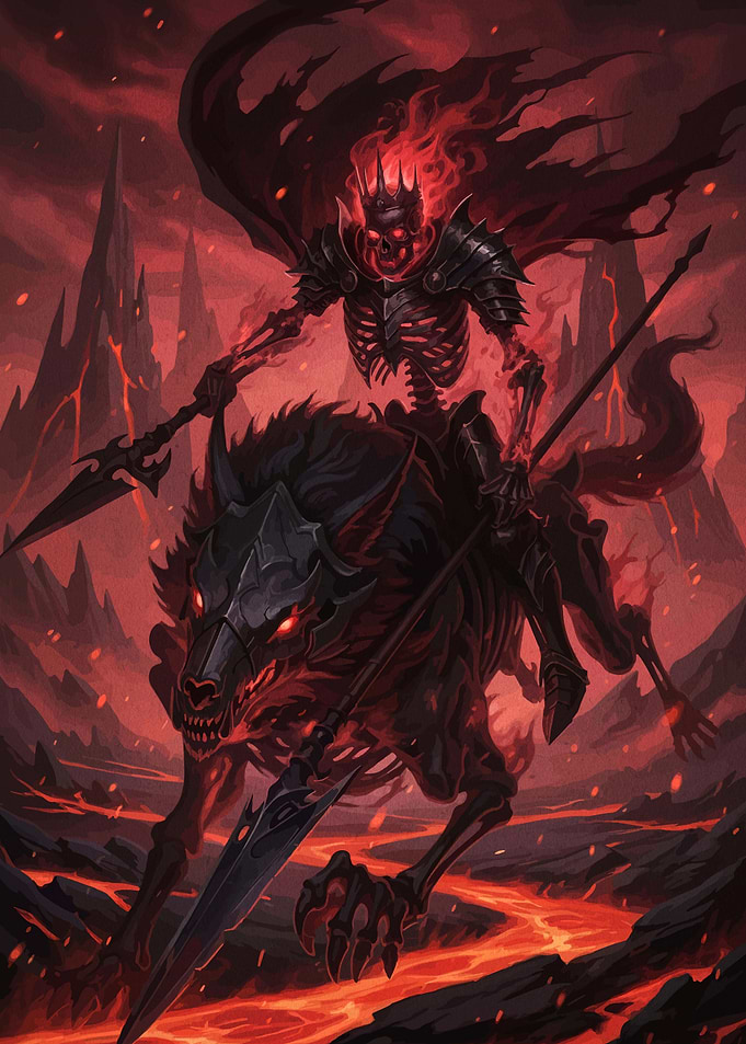 Undead Knight Riding Skeletal Wolf