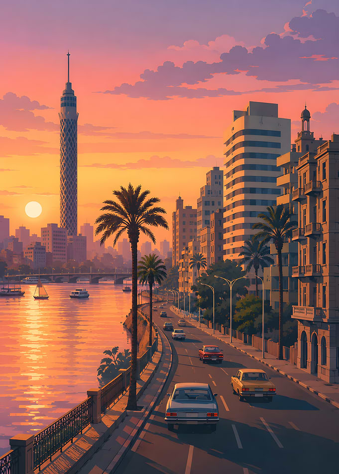 Cairo Sunset Riverside Cityscape