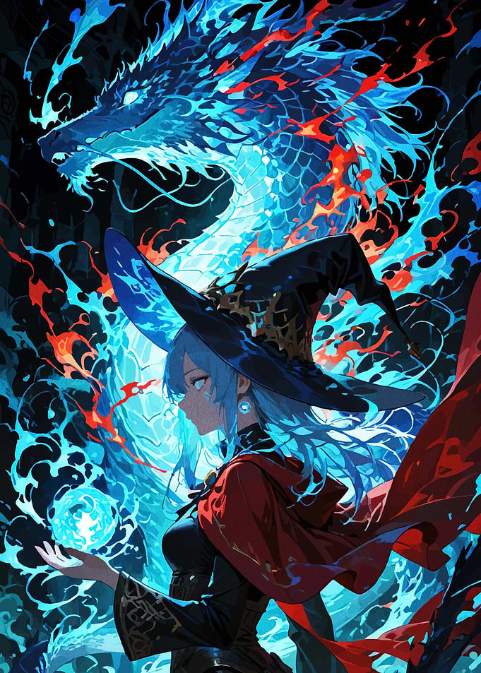 Witch Summoning a Blue Dragon