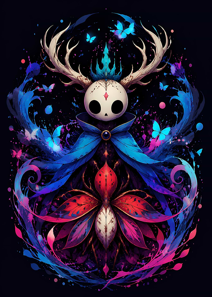 Ethereal Antlered Spirit with Butterflies