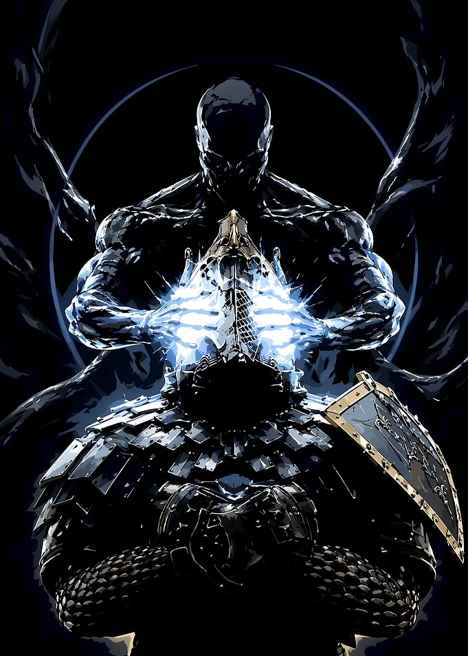 Mortal Shell Dark Knight Receiving Divine Power