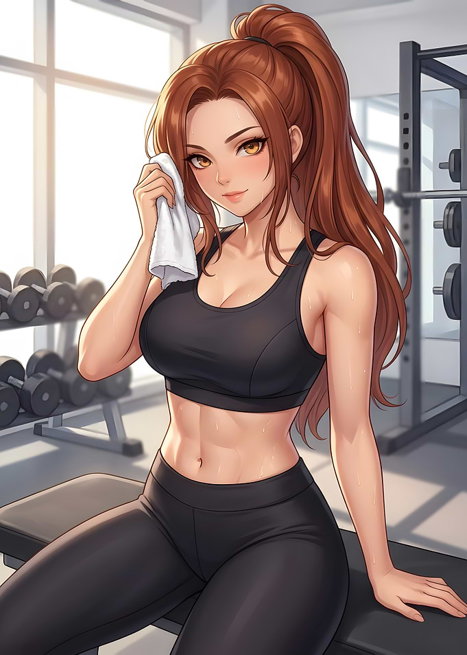 Cute Anime Girl Gym Woman