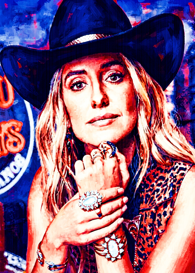 Cowgirl Portrait with Vibrant Pop Art