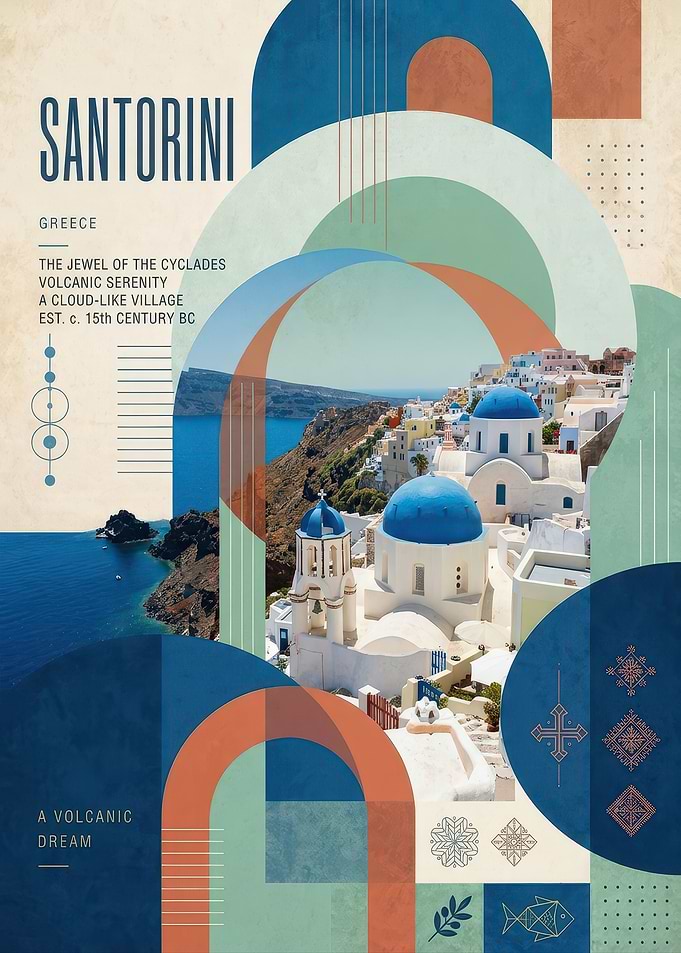 Santorini Greece Travel Poster