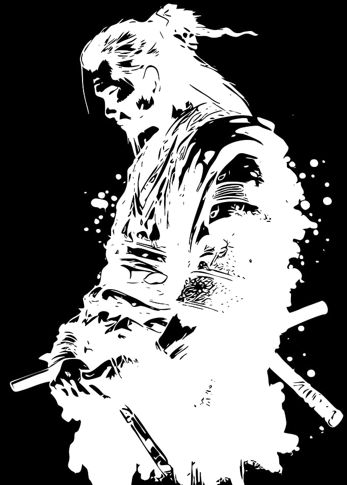 Black and White Samurai Illustration