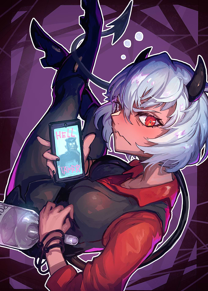 Malina from Helltaker with Phone