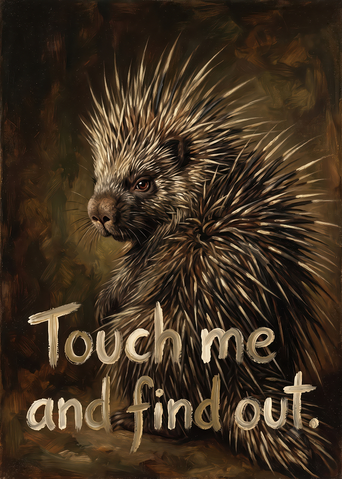 Porcupine Portrait with Humorous Text