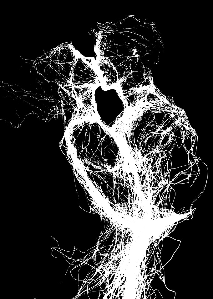 Abstract Line Art Kissing Couple