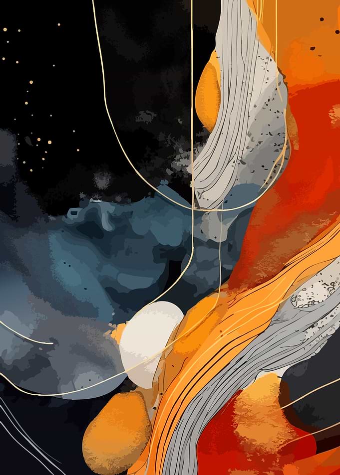 Abstract Geometric Orange and Blue Art