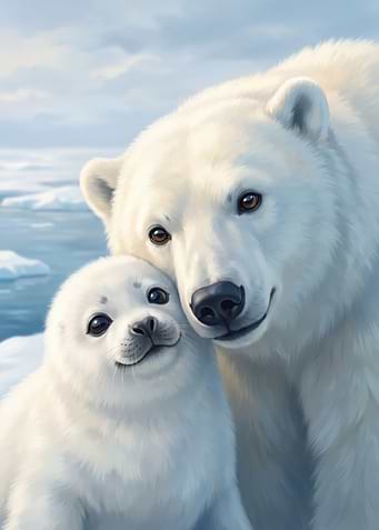 Polar Bear and Seal Pup Friends