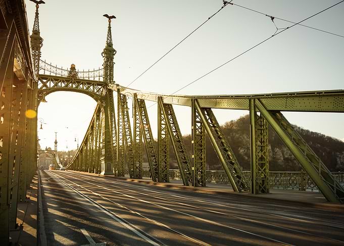 Liberty Bridge in Budapest at Sunset