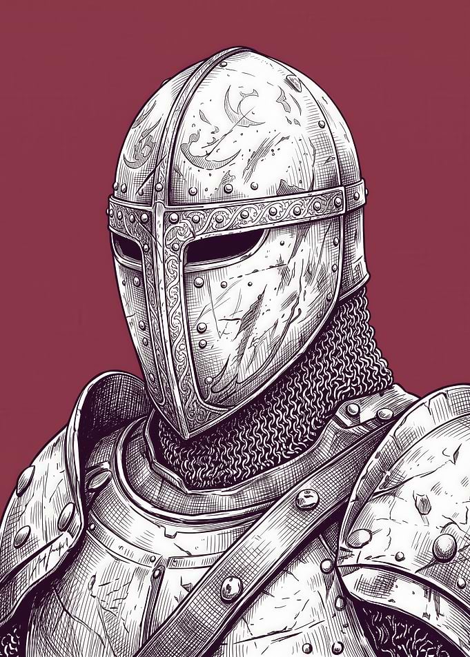 Detailed Medieval Knight Armor Illustration