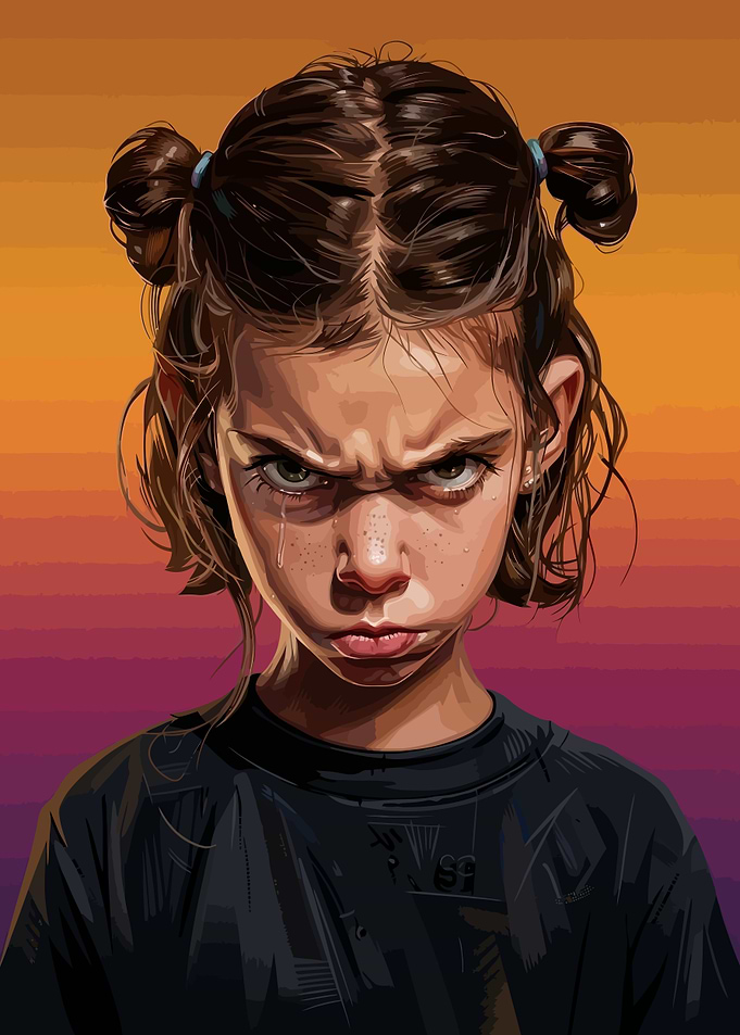 Angry Young Girl Portrait
