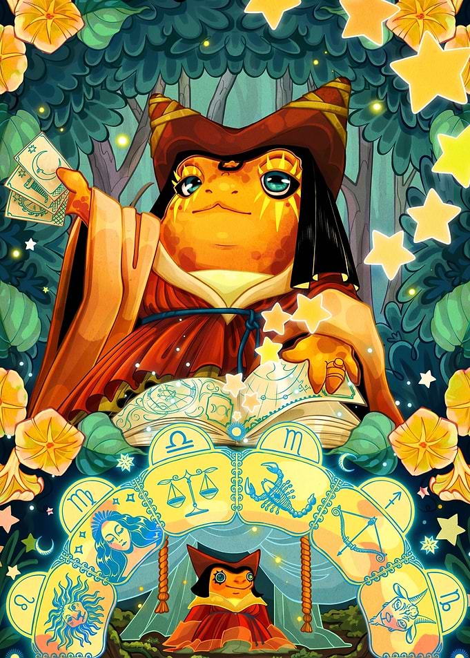Mystical Toad Astrologer Fantasy Art