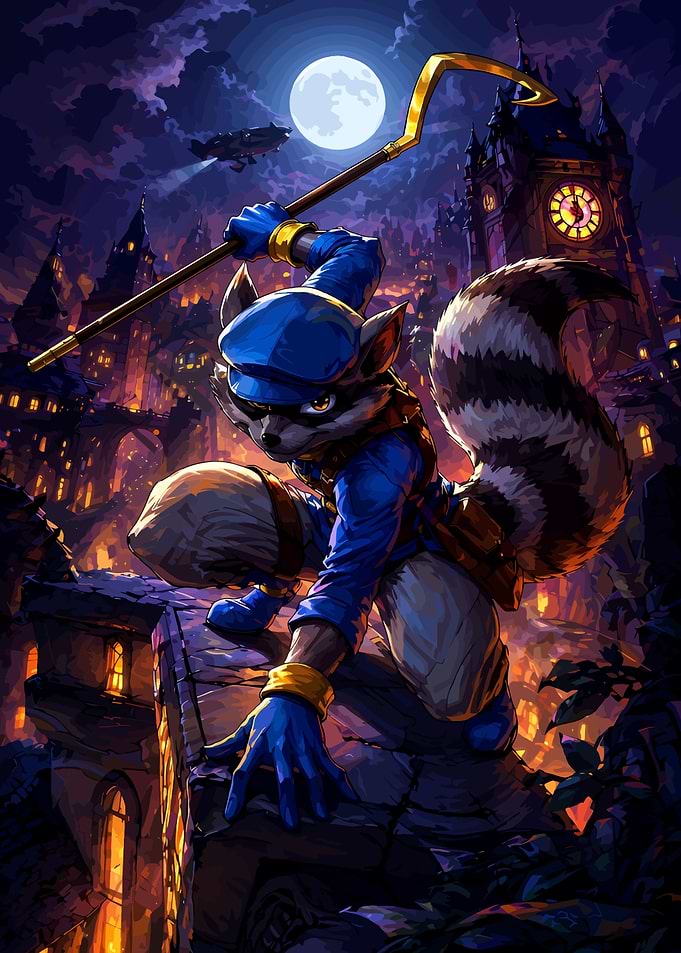 Sly Cooper on a Rooftop