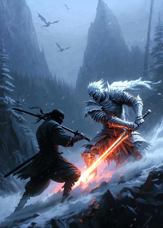 Ninja Versus Frost Knight Duel