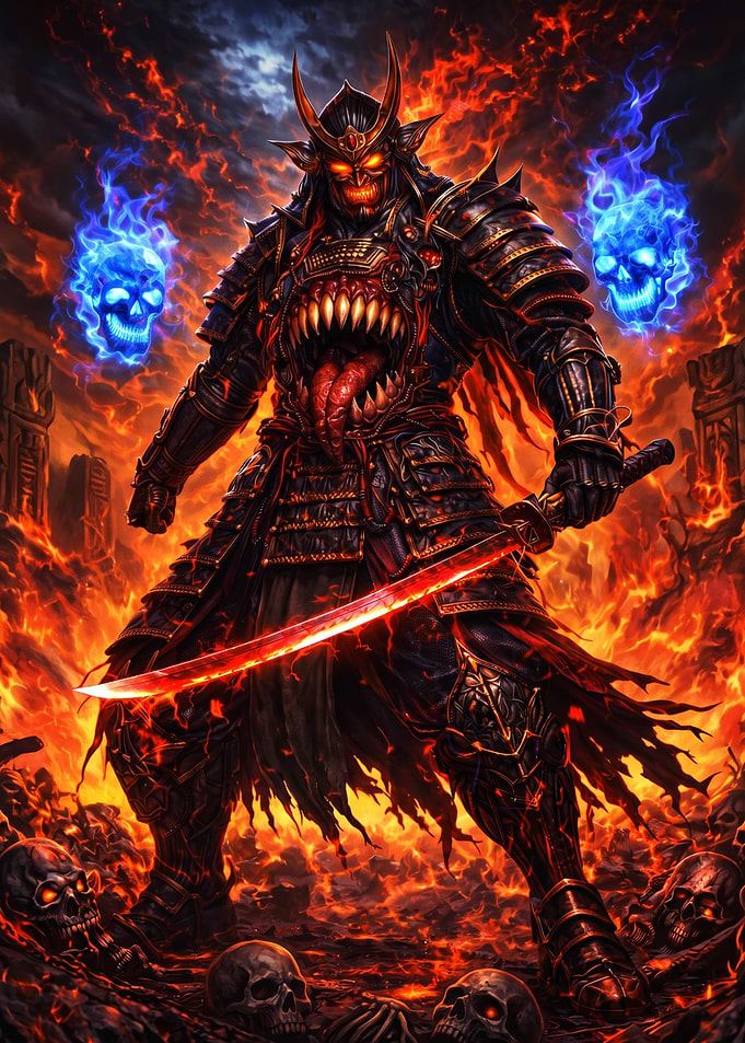 Demonic Samurai Warrior in Hellfire
