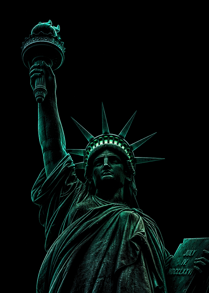 Statue of Liberty in Neon Green