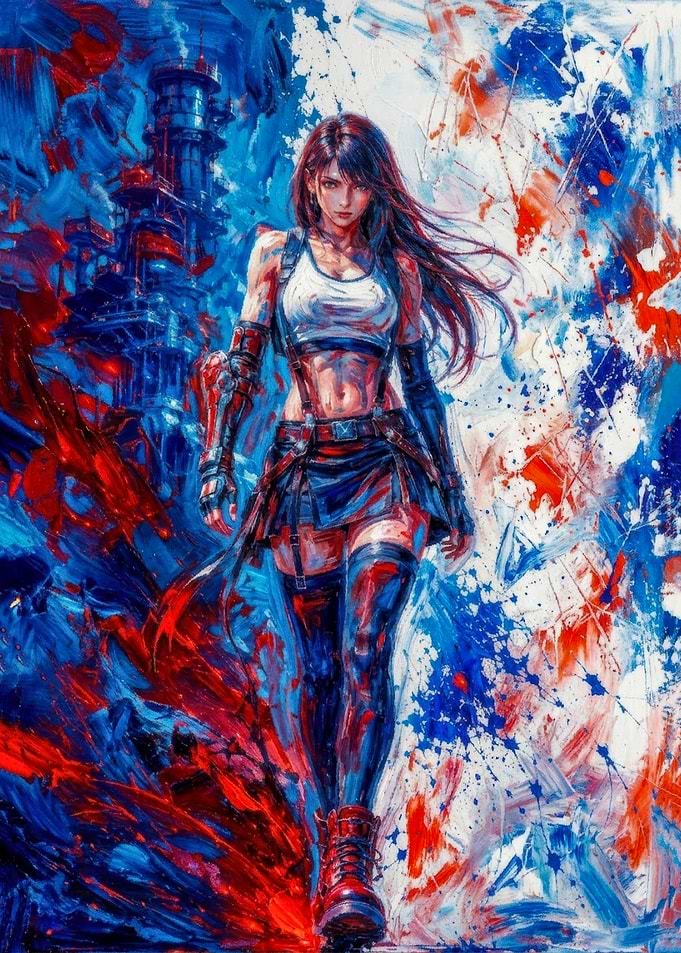 Tifa Lockhart Abstract Oil Painting