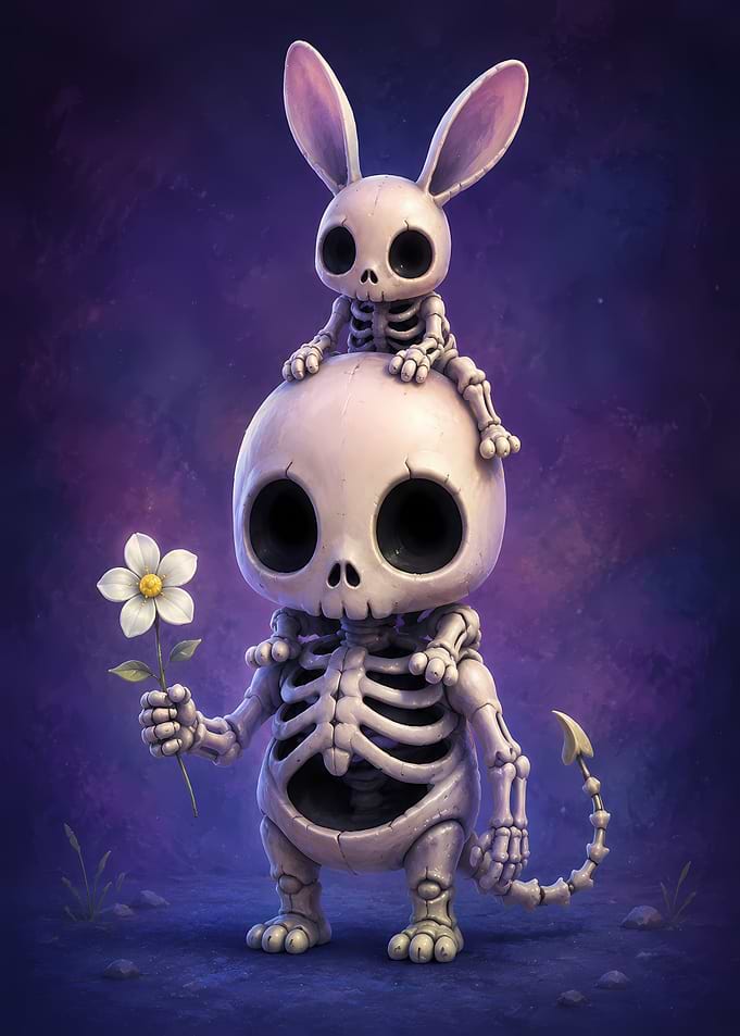 Cute Skeleton Bunny and Friend