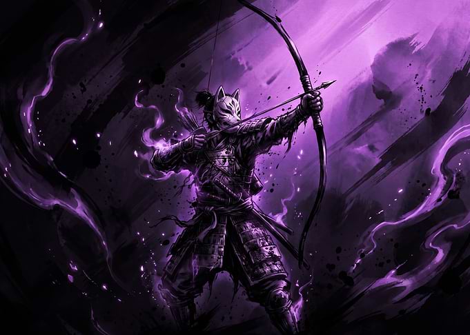Purple Kitsune Mask Samurai Archer