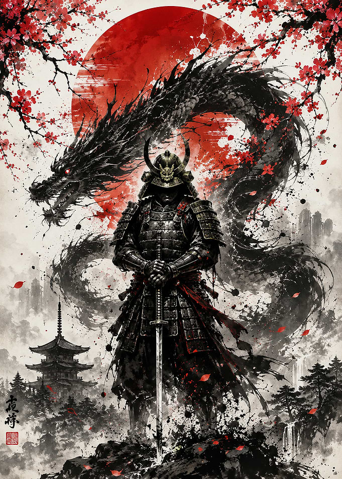 Samurai Warrior with Dragon Spirit