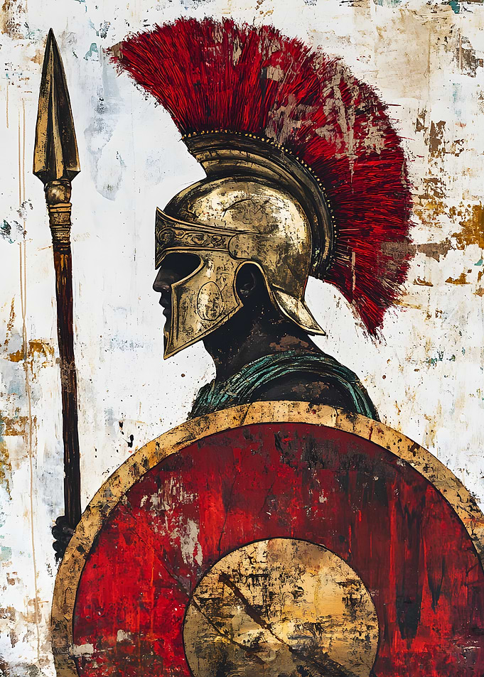 Spartan Warrior Profile Painting