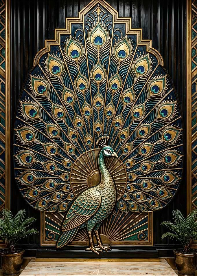 Art Deco Peacock Wall Relief