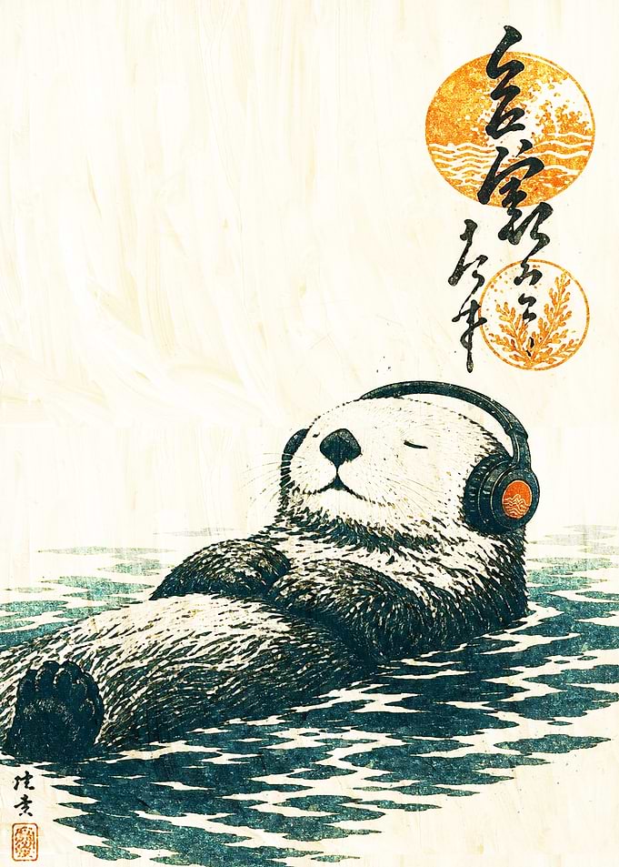 Sea Otter Listening to Music