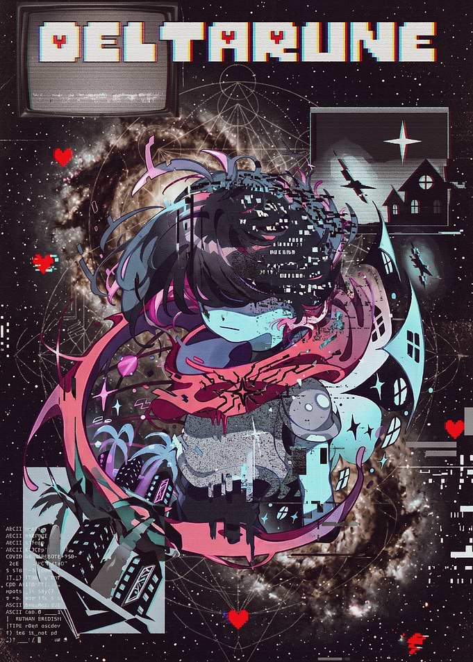 Deltarune Kris Glitch Aesthetic Poster