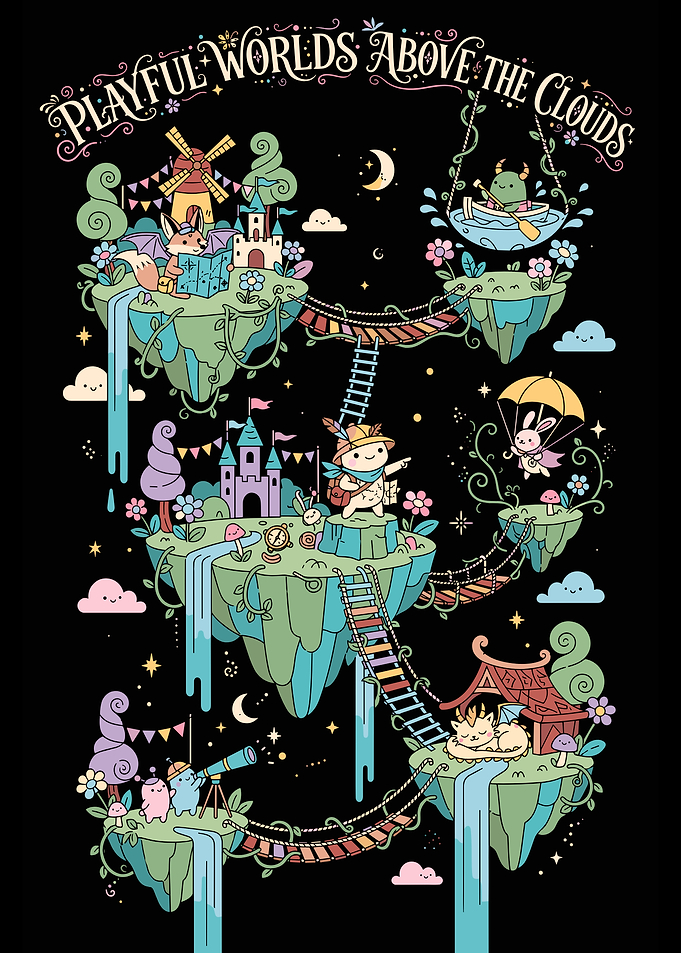 Playful Worlds Above the Clouds Illustration