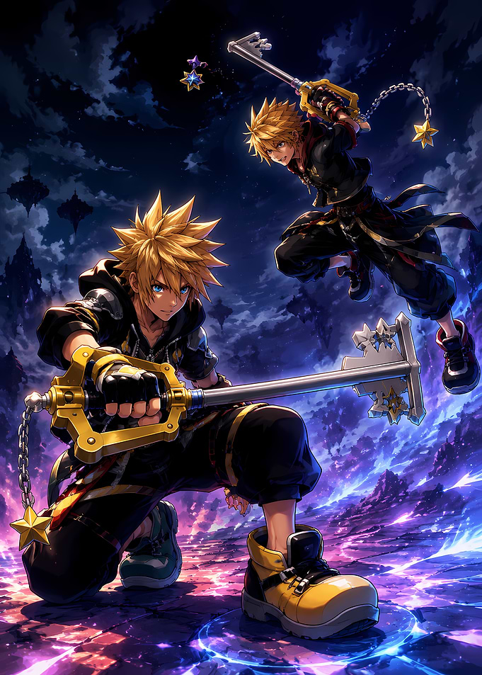 Sora and Roxas Kingdom Hearts Battle