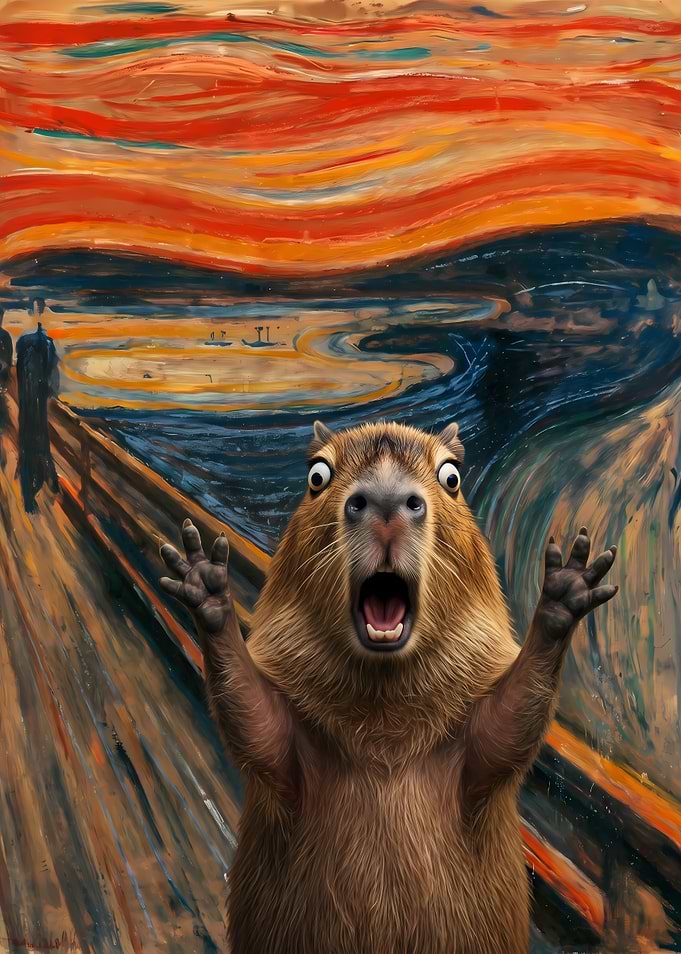 The Scream Capybara Parody Art