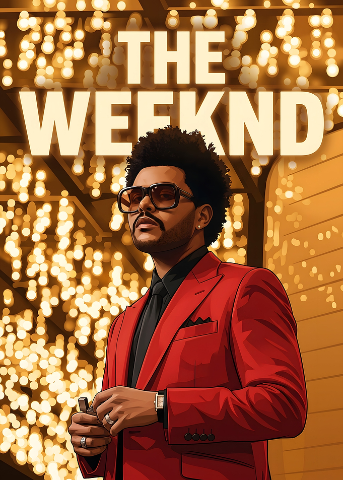 The Weeknd Red Suit Portrait